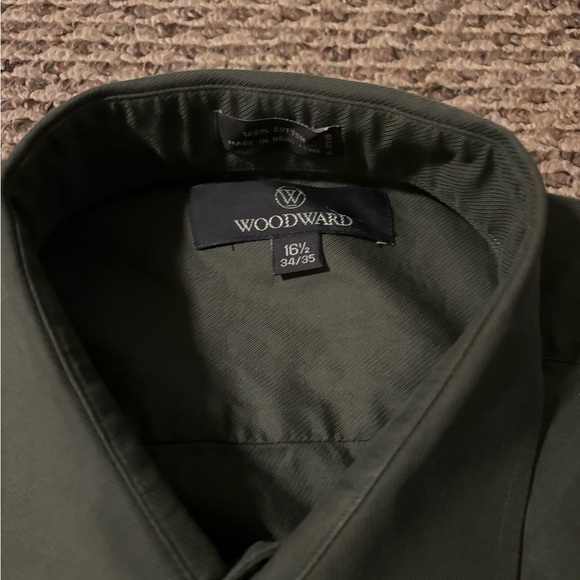 Men's vintage army green button up size 16 1/2 34/35 euc - Picture 3 of 3